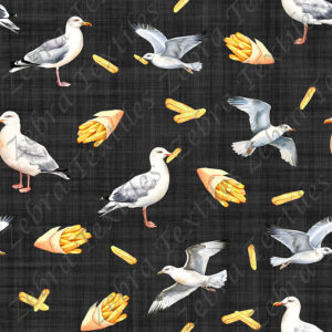 Mouette et frite fond noir