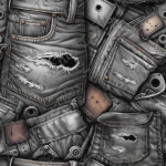 Poche de jeans trouée noir