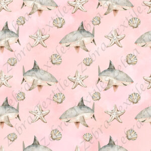 Requin et coquillage fond rose
