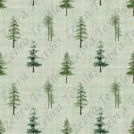 Sapin aquarelle 1 fond vert