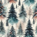 Sapin aquarelle fond crème