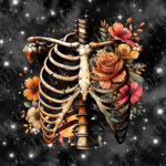 Cage thoracique floral fond étoilé