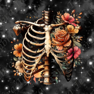 Cage thoracique floral fond étoilé