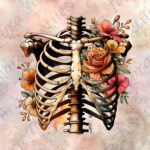 Cage thoracique floral fond grunge