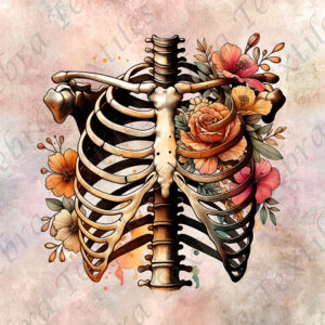 Cage thoracique floral fond grunge