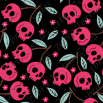Cerise skull fond noir