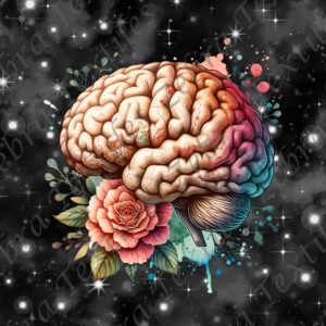 Cerveau floral fond étoilé