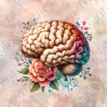 Cerveau floral fond grunge