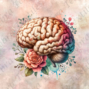 Cerveau floral fond grunge