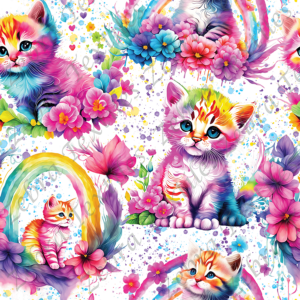 Chat floral coloré