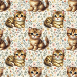 Chaton tigré fond floral