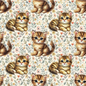 Chaton tigré fond floral