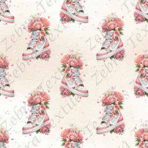Chaussure rose floral fond crème