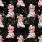Chaussure rose floral fond noir