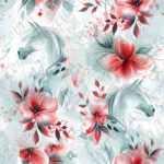 Cheval floral rouge et gris