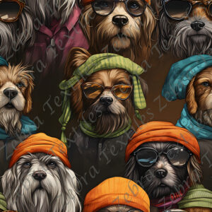 Chien et chapeau orange