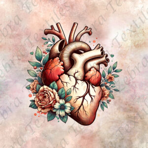 Coeur floral fond grunge