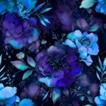 Fleur bleue aqua fond noir