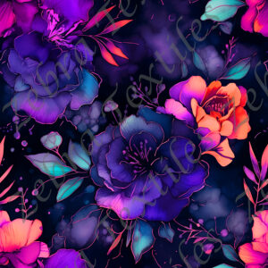 Fleur bleue orangé fond noir
