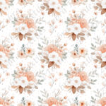 Floral pêche et menthe fond blanc