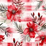 Floral rouge fond plaid