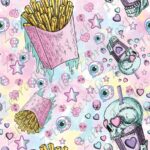 Frite gothique pastel fond nuageux