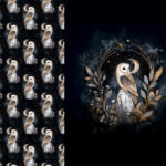 Hibou et cristaux fond noir Panneau doudou