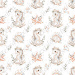 Hippocampe et coquillage floral fond blanc