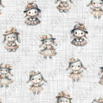 Lapin fille vintage fond lin