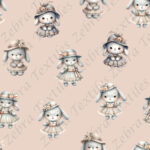 Lapin fille vintage fond rose