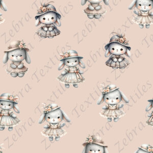 Lapin fille vintage fond rose