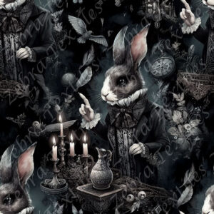 Lapin gothique vintage fond noir