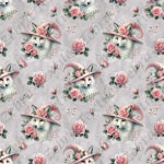 Louve et rose fond gris