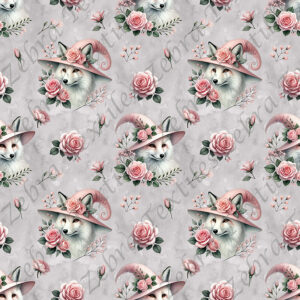Louve et rose fond gris