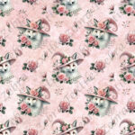 Louve et rose fond grunge rose