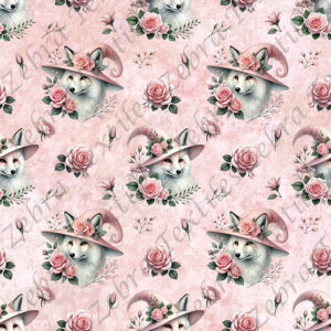 Louve et rose fond grunge rose