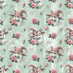 Louve et rose fond vert