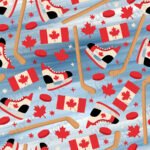 Patin et bâton Canadien fond bleu