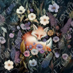 Renard dans un champs de fleurs