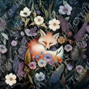 Renard dans un champs de fleurs