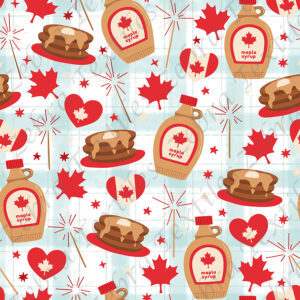 Sirop et pancake fond plaid