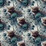 Vache highland floral aqua