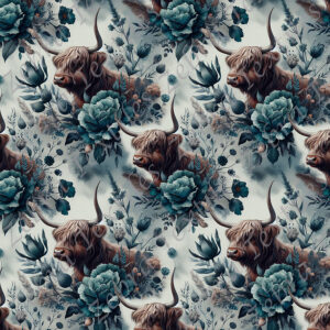 Vache highland floral aqua
