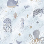 Animaux vie sous marine bleu et taupe