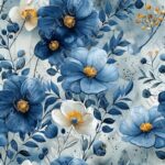 Aquarelle Floral Bleu et blanche