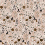 Champignon et floral fond beige