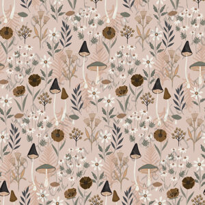 Champignon et floral fond beige