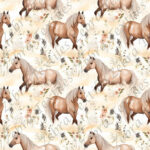 Cheval brun floral