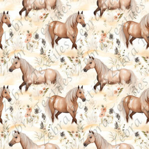 Cheval brun floral