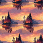 Coucher de soleil et lac calme 1